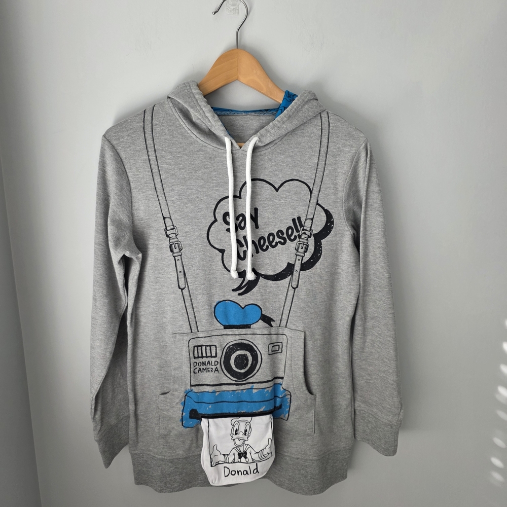 Disney Donald Duck Gray Hoodie Sz Small